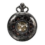 ShoppeWatch Mens Pocket Watch and Chain | Mechanical Pocket Watch Hand Winding | Classic Steampunk Pocket Watch | 1920s Railroad Gatsby Costume Accessory PW19