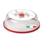 Snips Microwave Plate Cover 10.3 x 10.3 x 3 inches, Microwave Cover for Food and Splatter Guard, Transparent Food Cover for Plates, Dishwasher Safe, Red, Made in Italy