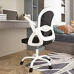 Sytas Office Chair Ergonomic Desk Chair，360° Swivel Mesh Computer Task Chair with Flip-up Arms Lumbar Support and Height Adjustable，White