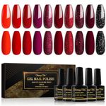 Shining She Gel Nail Polish, 10 Colours Cherry Red Burgundy Dark Shimmer Glitter Black Gel Polish Set Soak-Off UV/LED Nail Polish Gel for Nail Art Salon DIY Home, 8ML