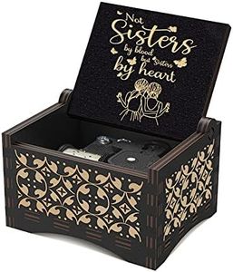 Mechanism U R My Sunshine Large Music Box Wooden Vintage Engraved Cute Nice Musical Box Not sisters by blood Gift for women friends sisters Birthday/Christmas/Valentines Day/Anniversary