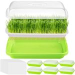 NDSWKR 6 Pack Seed Sprouter Trays with Lids, 13.4 x 9.8 x 4.3 Inch Microgreens Growing Trays, Wheatgrass Seeds Grower with Planting Papers for Cultivating Sprouts