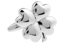 MRCUFF 4 Four Leaf Clover Shamrock Pair Cufflinks in a Presentation Gift Box & Polishing Cloth