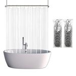 YISURE Extra Wide Shower Curtain 180x70 inch, Plastic Round Oval Shower Curtain Liner for Freestanding Bathtub Clawfoot Tub, Magnetic Bottom, Clear