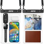 JOTO 2 Pack Large Waterproof Phone Pouch Bag, IPX8 Big Underwater Dry Bag with Lanyard for iPhone 15 14 Pro Max, Galaxy S24 S23 Ultra, Airpods Cash Credit Card, Beach Essentials -Black