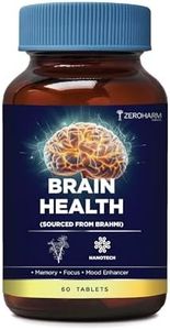 ZeroHarm Brain Health | Memory Supplement for Focus & Brain wellness with Bacopa Monnieri | Shankhpushpi | Ginkgo Biloba | Gotu Kola