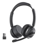 Dytole Wireless Headset with Mic for Work, Bluetooth Headset with Noise Canceling Microphone & HI-FI Stereo Sound, 65 Hrs Working Time, Wireless Headset for Work/Call Center/Computer/Teams (Black)