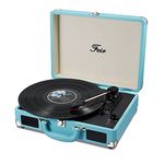 Vinyl Stereo Blue Record Player 3 Speed Portable Turntable Suitcase Built in 2 Speakers RCA Line Out AUX Headphone Jack PC Recorder