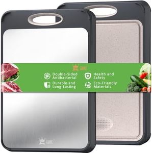 Cutting Board Double Sided, GUANCI Large Size 16”×11”, 316 Stainless Steel Cutting Board for Kitchen, Food-Grade, Stainless Steel and Wheat Straw PP, Easy to Clean