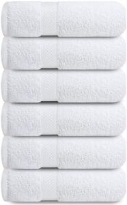 Infinitee Xclusives 100% Cotton Hand Towels for Bathroom – Ultra-Soft & Highly Absorbent, 6-Pack, Gym, Spa & Hotel |Brilliant White |