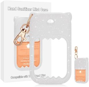 taessv Hand Sanitizer Spray Case for Touchland Silicone Case Keychain Cute Hand Sanitizer Holder Compatible with Touchland Power Mist Gentle/Glow Mist, Glitter White