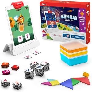 Osmo-Genius Starter Kit for iPad + Family Game Night-7 Educational Learning Games for Spelling & Math-Ages 6-10-STEM Toy Gifts for Kids-Boy &Girl-6 7 8 9 10(Osmo iPad Base Included - Amazon Exclusive)