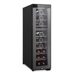 NutriChef Wine Fridge - 24 Bottle Wine Cooler Refrigerator, Mini Wine Fridge Freestanding Countertop Compact, Red and White Wine Chiller, Dual Zone Digital Temp. Control, Airtight Glass Door- Black