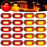 PSDRIQQ LED Trailer Lights Kit Front Rear Side Marker Clearance Indicators Light Lamp, 10Pack Amber + 10Pack Red DC12-24V 2.5" Waterproof Universal for RV Camper Truck Van Caravan Boat