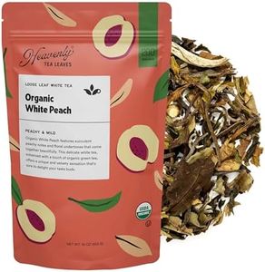 Heavenly Tea Leaves Organic White Peach, Bulk Loose Leaf White Tea, 1 Lb. (Approx. 200 Cups) - Peach Aroma, Natural Sweet Taste, Lightly Caffeinated, Antioxidant Rich