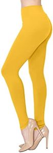 Always Leggings Women High Waist - Premium Buttery Soft Yoga Workout Stretch Solid Pants Mustard Plus,Junior Plus Size (XL-2XL)
