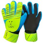 LION SPORTSWEAR Football Goalkeeper Gloves For Kids - Boys & Girls - With Embossed Latex Palms For Grip - Size 6 (under 9-12s)