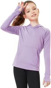 FitsT4 Sports Kids UPF50+ Sun Shirt with Pockets Thumbholes Girls Lightweight Quick Dry UV Protection Long Sleeve Hoodie Purple XL