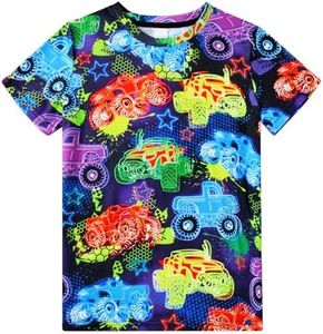 Enlifety Neon Shirts for Boys Car T-Shirt 80S Summer Novelty Short Sleeve Tees Tops 13-14 Years