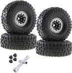 RCMYou Rc 1.9in Tires Wheels for 1/10 SCX10 Pro Axial SCX10 90046 AXI03007 TRX4,RC Crawler Car 4pcs (1.9 Inches) Wheels Tires,Black