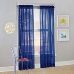 Megachest a pair of 3+7cm slot top sheer lucy voile curtain with tie backs 31 colors 10 sizes(navy blue, 56" wideX72 drop(W142cmXH183cm))