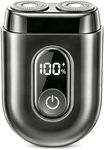 Mini Electric Razor for Men, Dual Rotary Travel Shaver with Metallic Finish