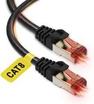 Cat 8 Ethernet Cable 15ft - High Speed Cat8 Internet WiFi Cable 40 Gbps 2000 Mhz - RJ45 Connector with Gold Plated, Weatherproof LAN Patch Cord Cable for Router, Gaming, PC - White - 15 feet