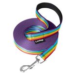 Loutep Rainbow Training Lead for Dogs 3m 5m 10m 15m 20m 25m 30m Strong Nylon Rope Extra Long Line Dog Lead Leash with Padded Handle for Large Medium Small Puppy Recall Pet Walking Obedience