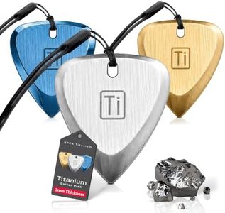 GPCA Titanium Guitar Pick, 3mm Thick Metal Guitar Pick for Guitar, Bass, and Ukulele, comes with Wrist Strap, Must-Have Guitar Accessories, Gift for Musicians and Music Lovers (Sil, Blu, Gold- 3 Pack)