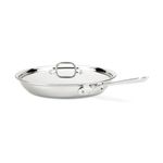 All-clad D3 Stainless Cookware, 12-inch Fry Pan with Lid, Tri-ply Stainless Steel, Professional Grade, Silver, Model: 41126