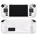 PlayVital Armor Series Protective Case for Steam Deck, Silicone Cover for Steam Deck with Back Button Enhancement Designed & Thumb Grips - White