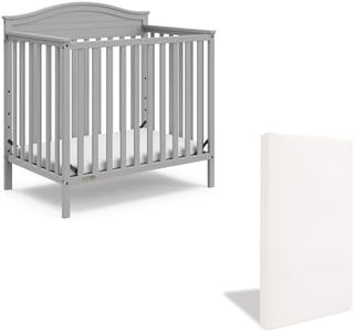 Graco Stella 4-in-1 Convertible Mini Crib with Bonus Mattress (Pebble Gray) – Includes Bonus 2.50 Inch Thick Mattress with Water-Resistant Cover, Converts to Twin Bed with Headboard and Footboard