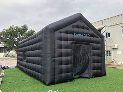 Large Black Inflatable Cube Wedding Tent Square Gazebo Event Room Big Mobile Portable Night Club Tent Party Pavilion for Backyard/Outdoor Events(29.5ftx16.5ft)