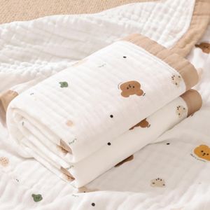 ZONEY 6 Layer Muslin Swaddle Blanket for Newborn, Soft Cotton Nursery Blanket, Bath Towel, Receiving Blanket for Baby Gift, Toddler Shower Pram Cot Bed Sleeping, 43.3X 43.3'' (Bear)
