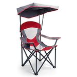 ALPHA CAMP Camp Chair with Shade Canopy Folding Camping Chair with Cup Holder and Carry Bag for Outdoor Camping Hiking Beach, Heavy Duty 300 LBS, Red