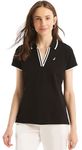 Nautica Women's Sustainably Crafted Ocean Split-Neck Polo, Night Black., L