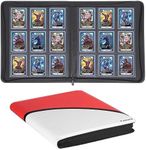 Famard 9-Pocket Toploader Binder, Top Loader Card Storage Album Compatible with 288 3"x4" Hard Plastic Card Sleeves (White-Red)