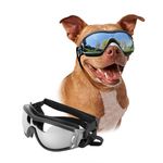 PETLESO Dog Goggles Large Breed, Large Dog Sunglasses Eye Protection for Dogs Windproof Goggles for Medium Large Dog Riding Biking Driving, Black