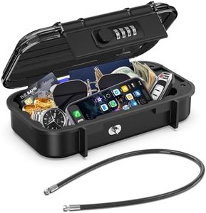 LOFICOPER Portable Lock Box, Beach Security Box for Travel, Anti-Theft 4-Digit Combination Lock Box, Cash Box with Removable Wire Rope for Dorm, Gym, Travel, Hotel, Office
