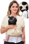 Konny Baby Carrier Elastech Carrier Wrap, Easy to Wear and Wrap Baby Sling, Baby Wrap Carrier, Perfect Essentials Cloths for Newborn Babies up to 44 lbs, (Creamy Gingham, S)