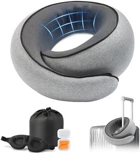 Purroch Advanced Memory Foam Neck Travel Pillow, Neck Pillow Airplane with Eye Mask & Ear Plugs, Designed for The Comfort of Travel & Office, Travel Pillow for Plane, Car, Home, Work, Grey