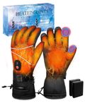 Rantizon Heated Gloves Rechargeable for Men Women, Upgraded Waterproof Windproof Adjustable Heated Gloves for Outdoor Sports Working Cycling Skiing Motorcycle Riding Gifts L