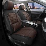 COVER EMPIRE Car Seat Covers Full Set, 5 Seats Universal Leather Seat Covers for Cars, Waterproof Front and Rear Seat Cover, Breathable Automotive Seat Cover for Most Sedans, Trucks, SUVs, Black&Brown