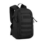 HUNTVP 20L Daypack Molle Backpack Small Waterproof Student School Rucksack Daysack for Running Working (Black)