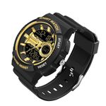 findtime Mens Sports Watch Military Watches for Men Digital Watch Waterproof Watches for Men Rugged Watch with LED Backlight Alarm Stopwatch, Black Gold