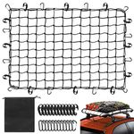 Cargo Net for Pickup Truck Bed, ANGELIOX 4'x6' Stretches to 8'x12', Heavy Duty Bungee Cargo Net with 24 Carabiners, Adjustable Truck Bed Cargo Net for Trailer, SUV, and Roof Rack