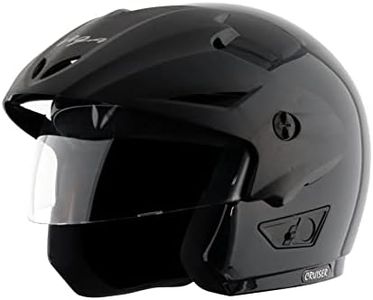Vega Cruiser ISI Certified Lightweight & Compact with Peak Open Face Helmet for Men and Women with Clear Visor(Black, Size:M)