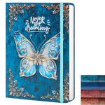 sexeeg Ruled Journal Notebook, B5 3D Butterfly Embossed Hardcover Writing Journal with Elastic Closure Band, 192 Pages Lined Paper for School, Office, Home, 9" X 6.9" (Sky Blue)