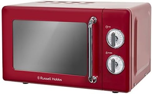 Russell Hobbs RHRETMM705R-N 17 L 700 W Red Compact Retro Solo Manual Microwave with 5 Power Levels, Timer, Defrost Setting, Easy Clean