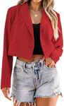 luvamia Cropped Blazers for Women Business Casual Open Front Long Sleeve Suit Jacket Trendy Oversized Work Office Blazer, Red, X-Small